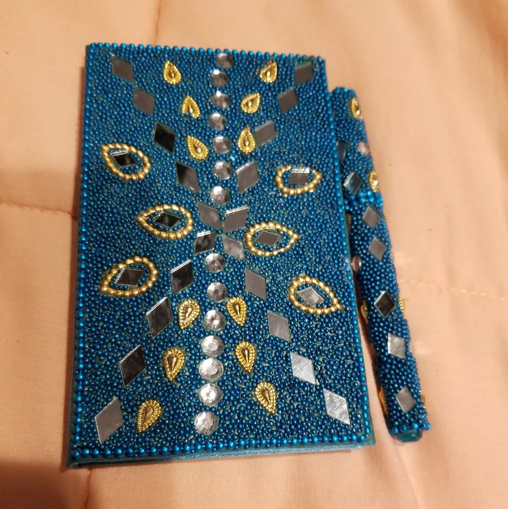 Blue Beaded Journal with pen